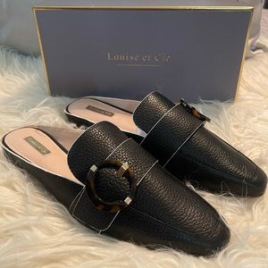 Louise et CIA Brileigh Loafer Black, Tortoise Buckle Mule, Size 11. NEW.